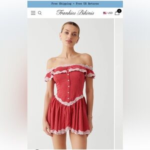 NWT Frankies Bikinis Red Polka Dot mini dress